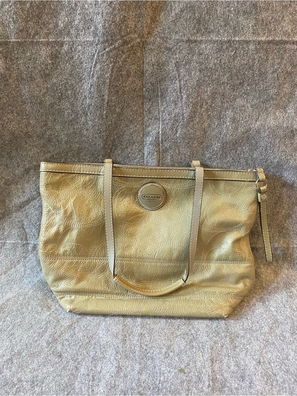 Gold Metallic Coach Signature Bag